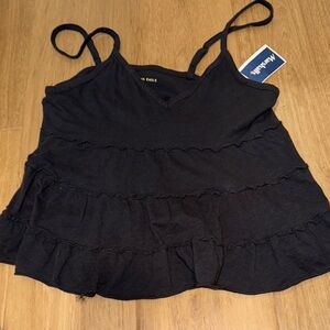 American Eagle Outfitters Black Ruffled Camisole Top